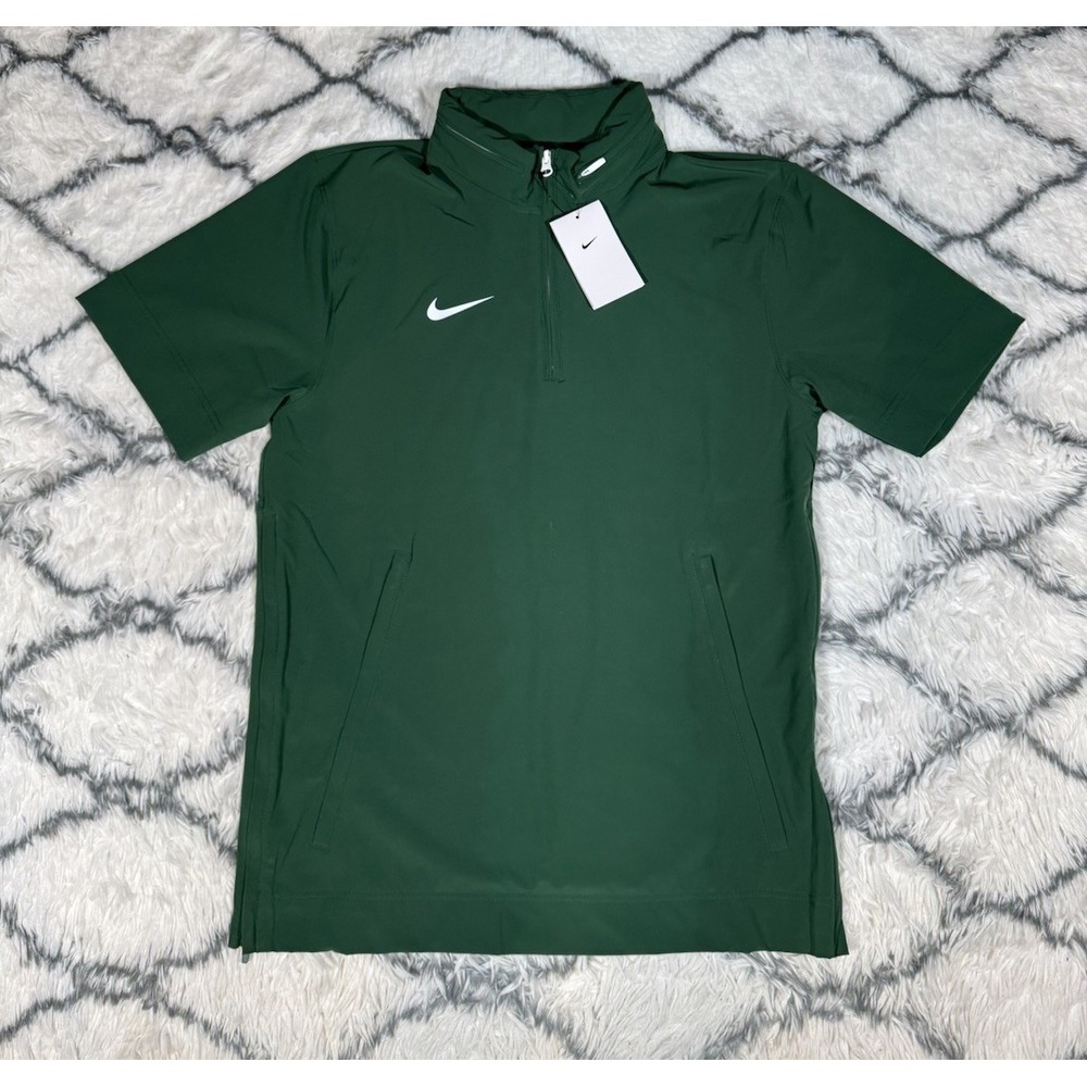 NIKE Football Coaches 1/4 Zip Pullover Dark Green Mens Sz S *NEW* FJ9548-342 $75